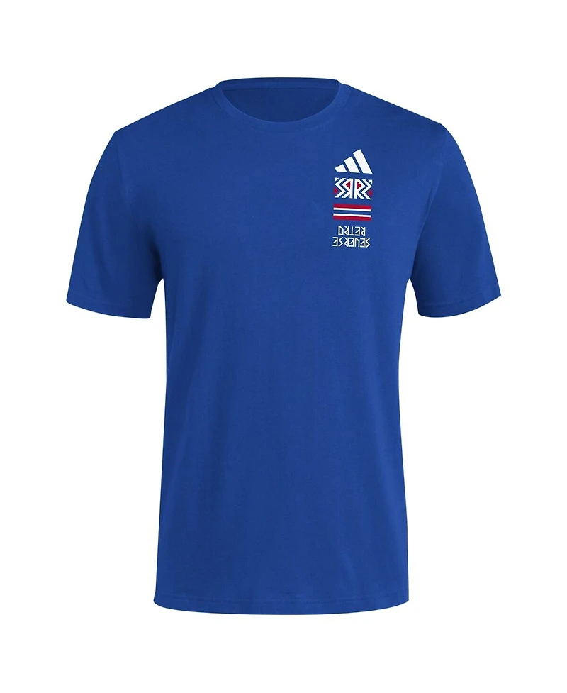 Adidas Men's Royal Kansas Jayhawks Reverse Retro Baseball 2 Hit T-Shirt