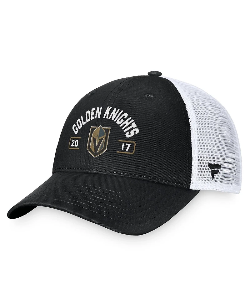 Fanatics Men's Black/White Vegas Golden Knights Free Kick Trucker Adjustable Hat