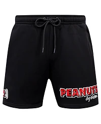 Freeze Max Men's Black Peanuts Snoopy Loves Flowers Fleece Shorts
