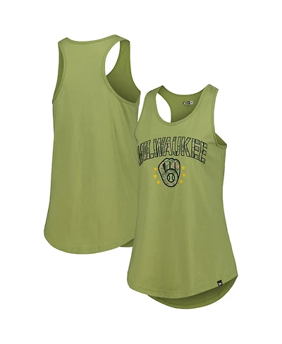 New Era Women's Olive Milwaukee Brewers Armed Forces Day Tank Top