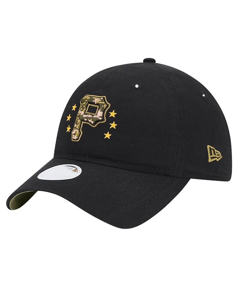 New Era Women's Black Pittsburgh Pirates 2024-Armed Forces Day 9TWENTY Adjustable Hat