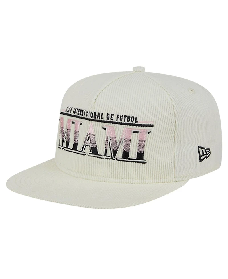 New Era Men's White Inter Miami Cf Throwback Corduroy Golfer Adjustable Hat