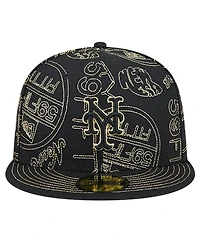 New Era Men's Black York Mets 59FIFTY Day Allover Fitted Hat