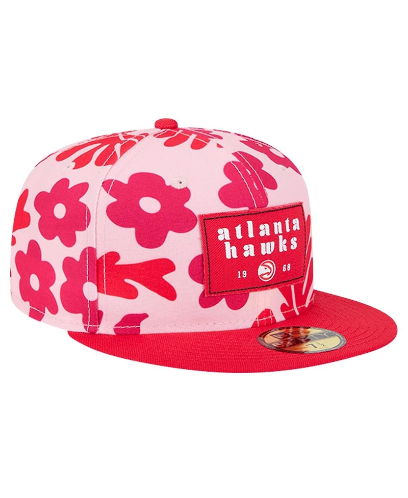 New Era Men's Red Atlanta Hawks Palm Fronds 2-Tone 59FIFTY Fitted Hat