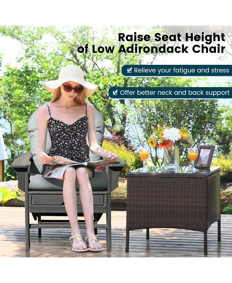 Patio Adirondack Chair Cushion with Fixing Straps and Seat Pad