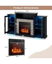 Fireplace Tv Stand with Led Lights & Electric For 65" Wall-Mounted