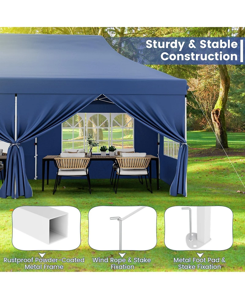 Slickblue 10 x 20 Ft Pop up Canopy with 6 Sidewalls and Windows Carrying Bag for Party Wedding Picnic