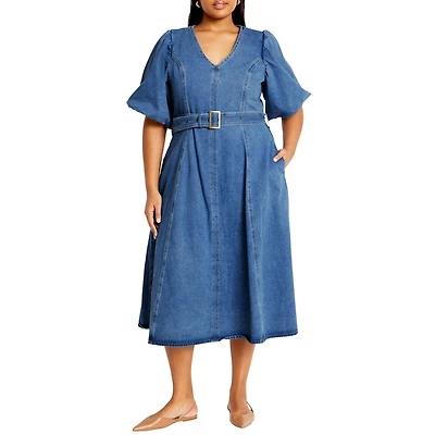 City Chic Plus Denim Delilah Midi Dress
