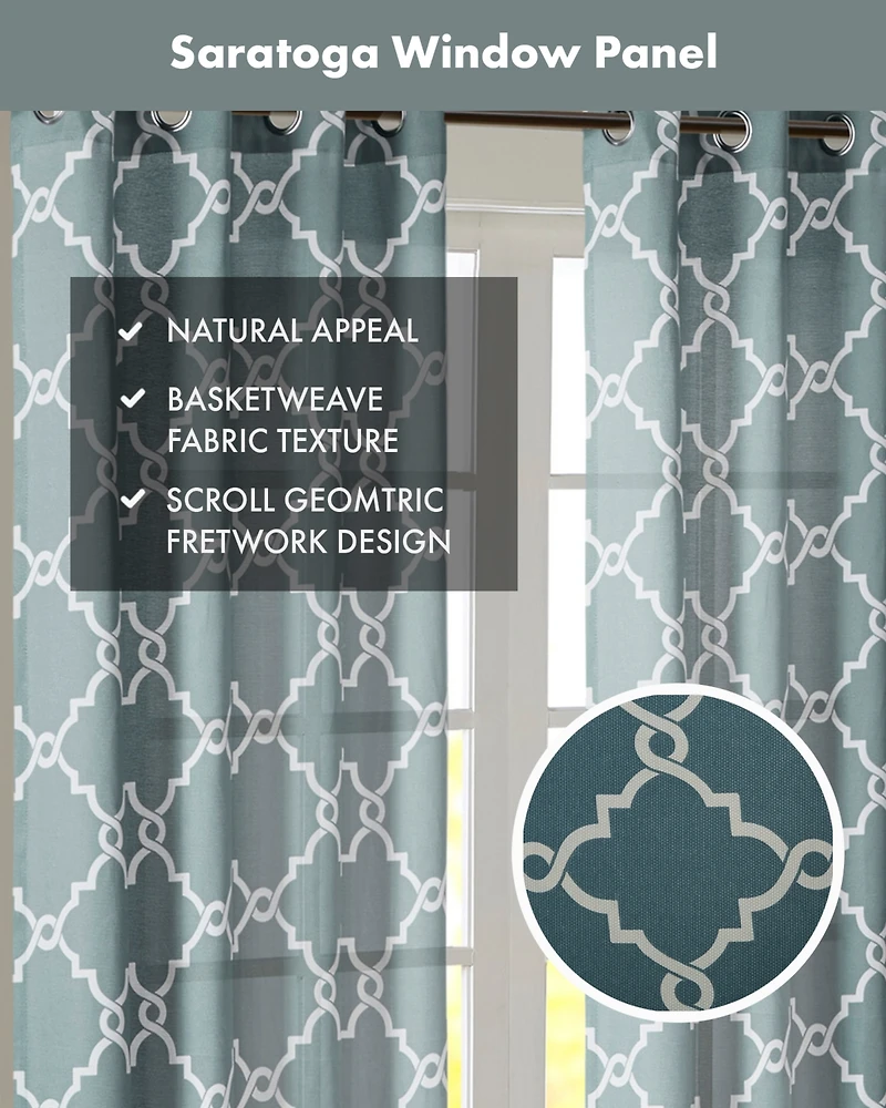 Madison Park Saratoga Fretwork Print Grommet Top Window Curtain Panel