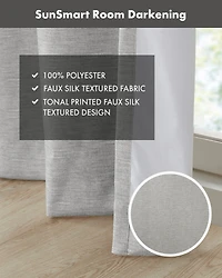 SunSmart Como Tonal Printed Faux Silk Blackout Curtains for Bedroom, Grommet Top Design Panels Pair for Living Room, Width 42 length 84 inches 2 panel