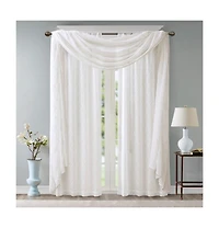 Madison Park Irina Diamond Sheer Embroidered Window Scarf Drapes