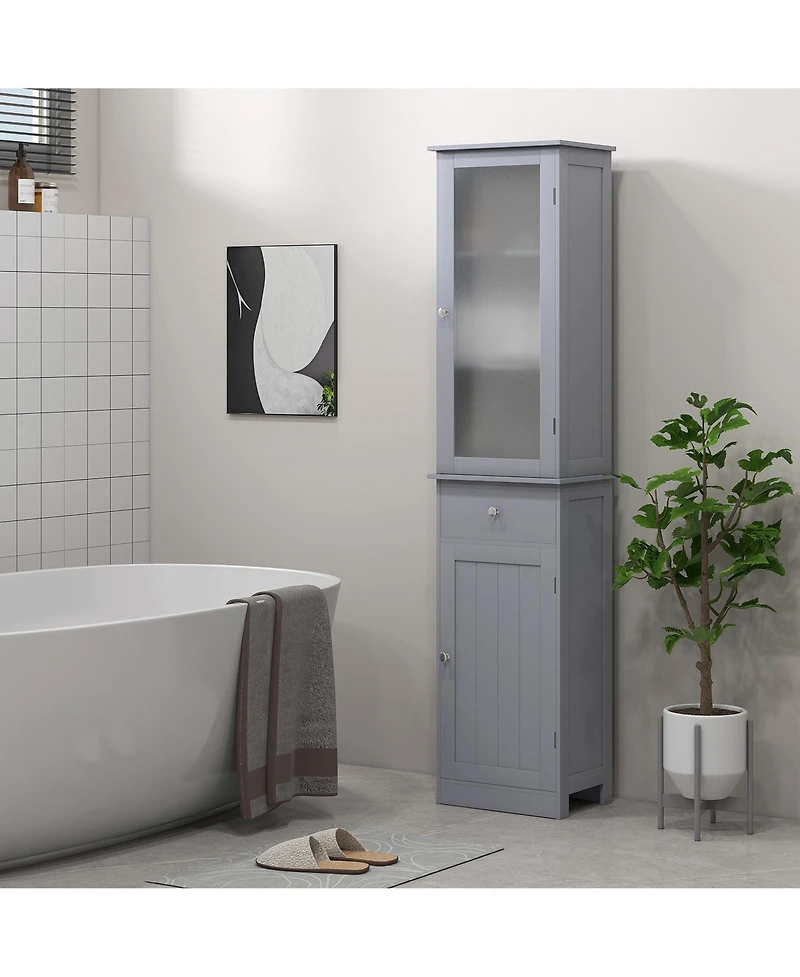 Kleankin Bathroom Storage Cabinet with Acrylic Door, Drawer