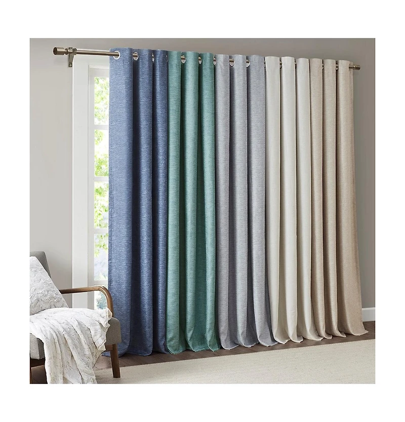 SunSmart Como Tonal Printed Faux Silk Room Darkening Curtain for Bedroom, Grommet Top Design Panels Pair for Living Room
