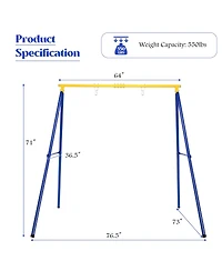 Costway Metal A-Frame Swing Stand Heavy Duty Extra Swing Frame w/Ground Stakes for Backyard