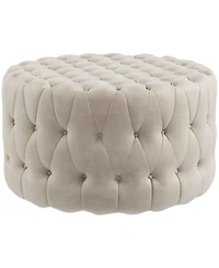 Homcom Button Tufted Ottoman Foot Stool with Velvet-feel Upholstery,