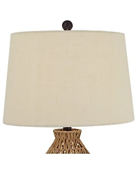 360 Lighting San Carlos Modern Coastal Table Lamp 29" Tall Natural Rattan Wicker with Usb Cord Dimmer Oatmeal Fabric Shade for Bedroom Living Roo