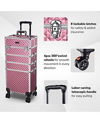 Byootique Antique Pink Rolling Makeup Case 4in1 Cosmetic Trolley Organizer Lockable