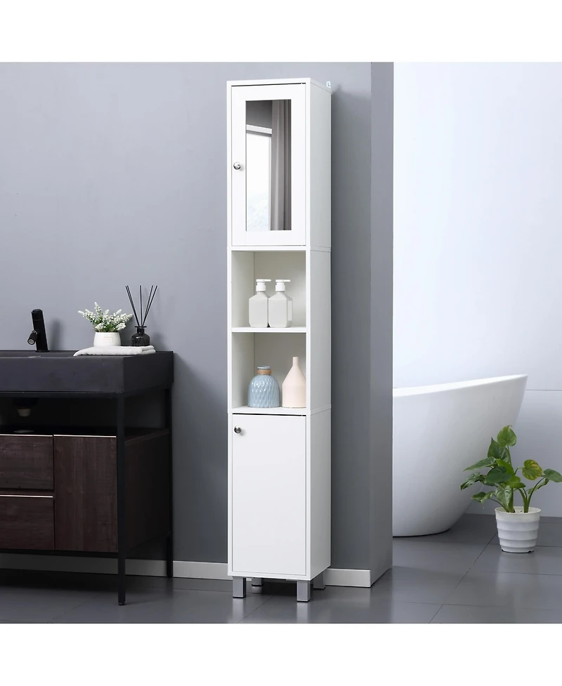 Kleankin 71" Slim Freestanding Bathroom Floor Cabinet Tower Organizer, White