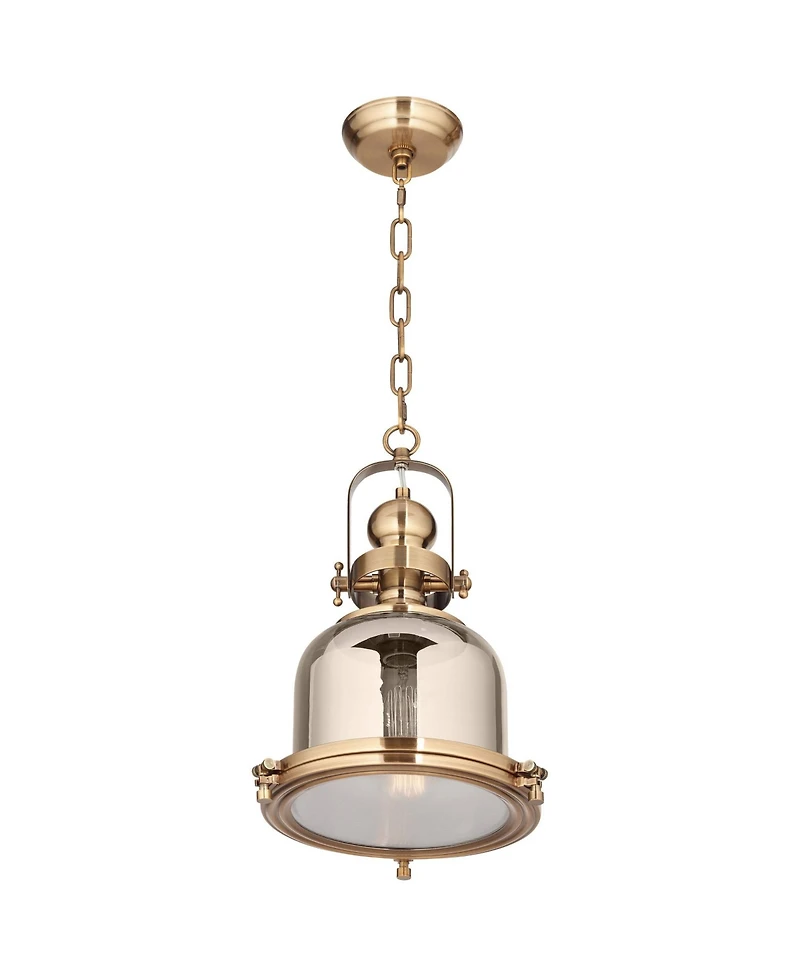 Possini Euro Design Elida Brass Mini Pendant Light 11" Wide Modern Chrome Glass Bell Jar Shade for Dining Room House Foyer Kitchen Island Entrywa