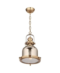 Possini Euro Design Elida Brass Mini Pendant Light 11" Wide Modern Chrome Glass Bell Jar Shade for Dining Room House Foyer Kitchen Island Entrywa
