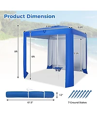 Slickblue Beach Canopy Tent with Detachable Sidewall and Folding Table-Blue