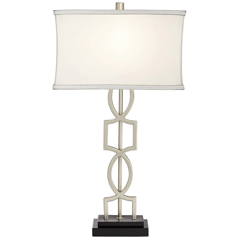 360 Lighting Evan Modern Table Lamps 28 1/2" Tall Set of 2 Brushed Nickel with Usb Charging Port White Rectangular Shade for Bedroom Living Room