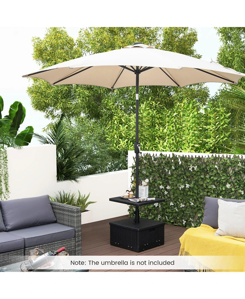 175 Lbs Outdoor Fillable Umbrella Base with Table Tray