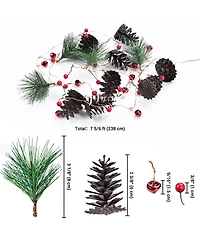 Yescom Christmas Garland with Lights,7.8Ft Battery Operated 20 Pcs Led String Lights with Pine Cone