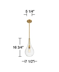 Possini Euro Design Soft Gold Mini Pendant 7 1/2" Wide Modern Clear Glass Shade Fixture for Dining Room House Home Foyer Kitchen