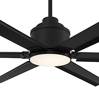 65" Casa Vieja Modern Industrial Outdoor Ceiling Fan with Dimmable Led Light Remote Control Matte Black Wet for Patio Exterior
