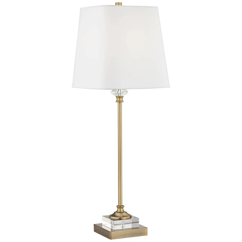 Regency Hill Julia Traditional Buffet Table Lamp 29 1/2" Tall Gold Crystal with Table Top Dimmer Fabric Tapered Drum Shade for Living Room Dining