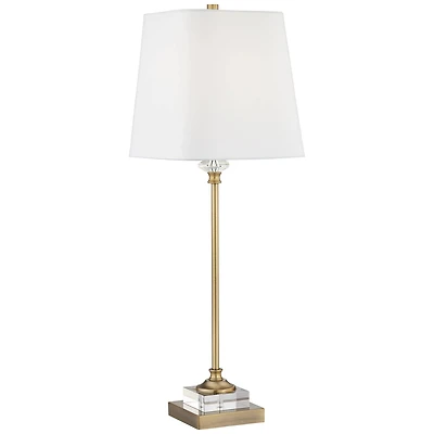 Regency Hill Julia Traditional Buffet Table Lamp 29 1/2" Tall Gold Crystal with Table Top Dimmer Fabric Tapered Drum Shade for Living Room Dining