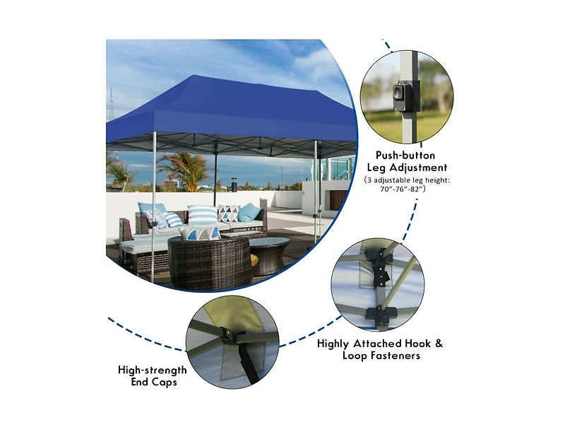 Slickblue 10 x 20 Feet Adjustable Folding Heavy Duty Sun Shelter with Carrying Bag