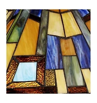 Robert Louis Tiffany Rustic Mission Asian Floor Lamp 62" Tall Bronze Iron Jewel Tone Stained Art Glass Shade for Living Room Bedroom Office House