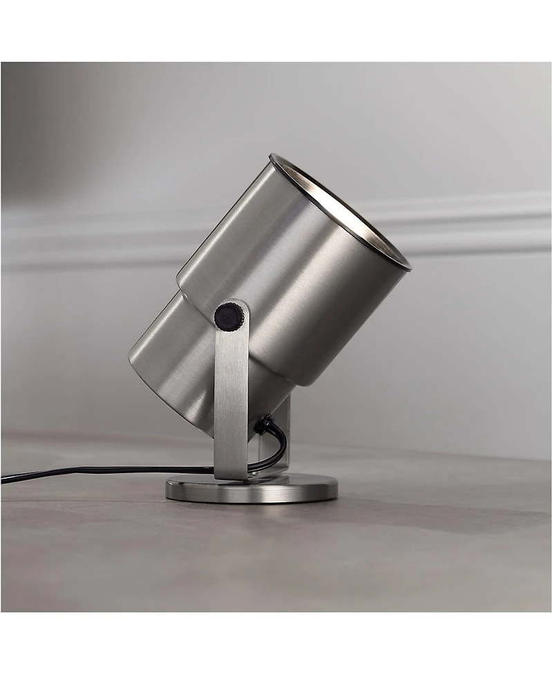 Pro Track Set of 2 Small Uplighting Indoor Accent Spot-Lights Plug-In Floor Plant Home Decorative Brushed Nickel Finish 8" High
