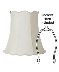 Imperial Shade Creme Large Scallop Bell Lamp Shade 12" Top x 18" Bottom x 18" Slant x 17.5 High (Spider) Replacement with Harp and Fini