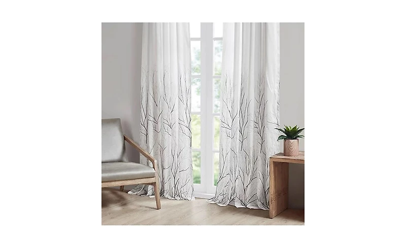 Madison Park Andora Botanical Embroidered Curtain Panel