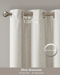SunSmart Como Tonal Printed Faux Silk Room Darkening Curtain for Bedroom, Grommet Top Design Panels Pair for Living Room