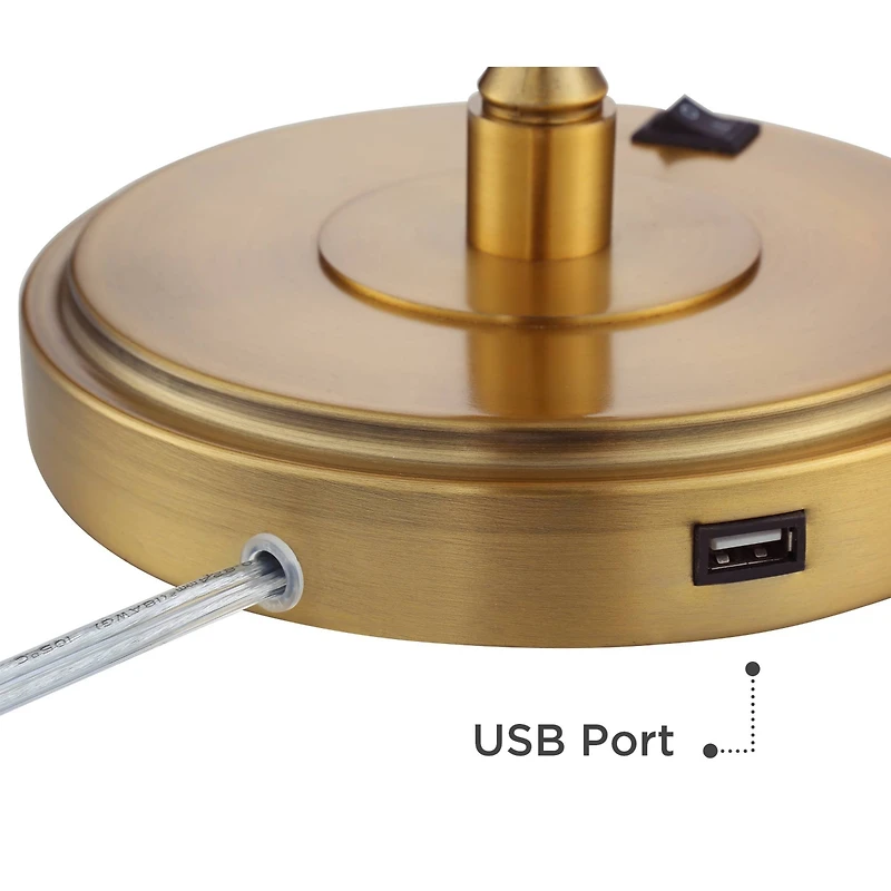 Wray Modern Desk Lamp 26 3/4" High with Usb Charging Port Warm Brass Gold Metal Adjustable Arm Head for Bedroom Living Room House Bedside Nightst