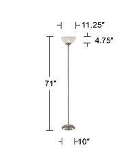 360 Lighting Maddox Modern Torchiere Floor Lamp 71" Tall Satin Nickel Silver Metal Alabaster Glass Shade for Living Room Bedroom Office House Hom
