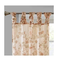 Simone Printed Floral Twist Tab Top Voile Sheer Curtain, 50x84