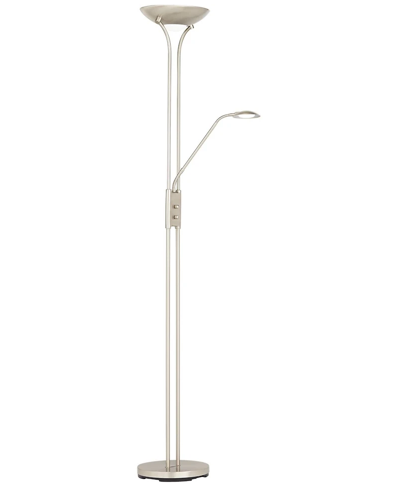 360 Lighting Canby Modern Torchiere Floor Lamp with Side Light 72" Tall Brushed Nickel Dimmable Led for Living Room Reading Bedroom Office House