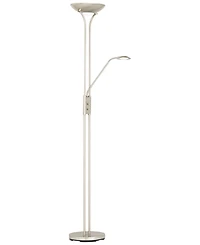 360 Lighting Canby Modern Torchiere Floor Lamp with Side Light 72" Tall Brushed Nickel Dimmable Led for Living Room Reading Bedroom Office House