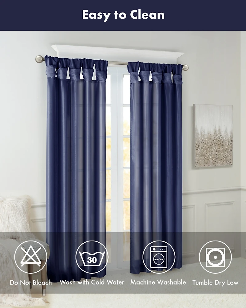 Madison Park Emilia Twist Tab Lined Window Curtain Panel, 50"W x 120"L