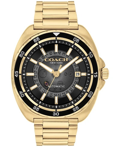 Coach Men's Automatic Gold Charter Stainless Steel Watch 44.5mm