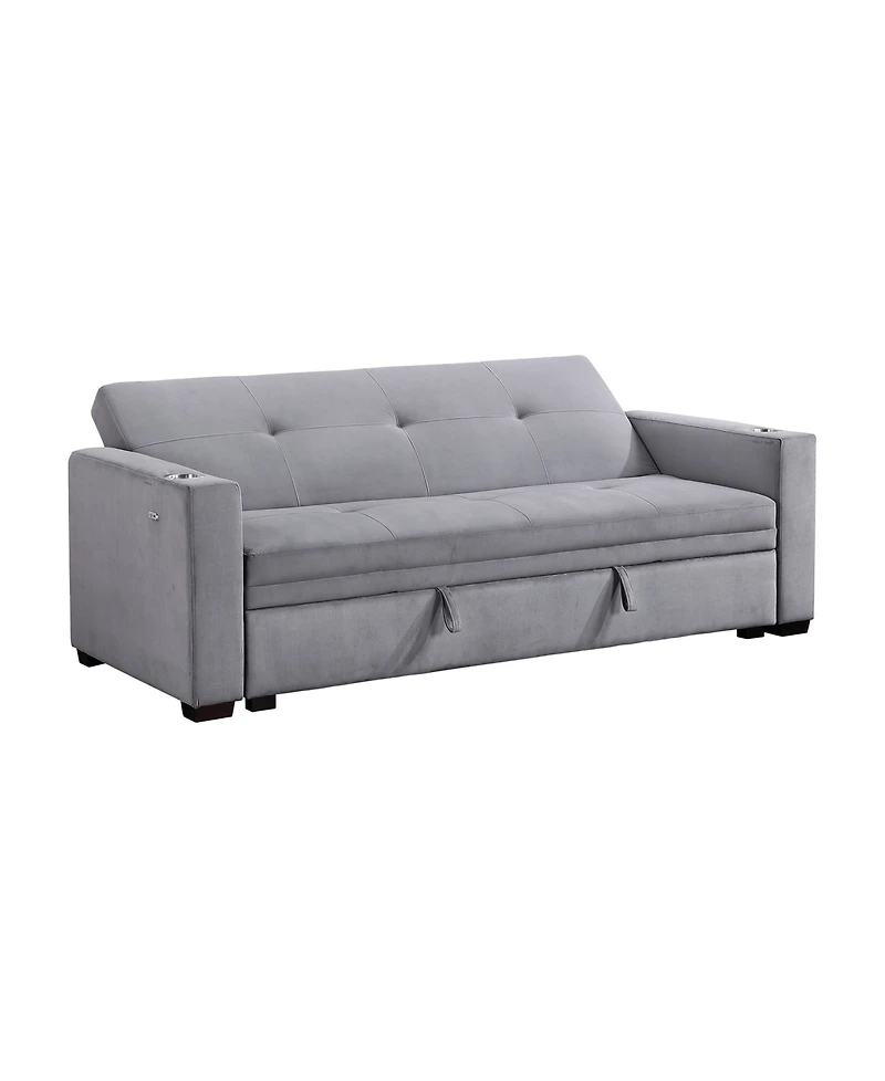 Homelegance White Label Gainesville 84" Convertible Sofa with Hidden Storage, Cup Holders and Usb charging ports