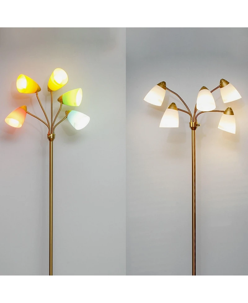 Medusa 74" Led 5-Light Floor Lamp with Interchangeable Shades
