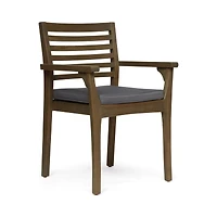 Simplie Fun Sophisticated Gray Acacia Patio Dining Chair Set with Wicker Seats