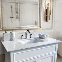 Streamdale Furniture 37 Inch Bathroom Vanity Top Stone Carrara New Style Tops With Rectangle Undermount Cera