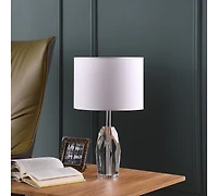 Streamdale 19" Dodecahedron Solid Crystal Prism Table Lamp In Chrome Silver